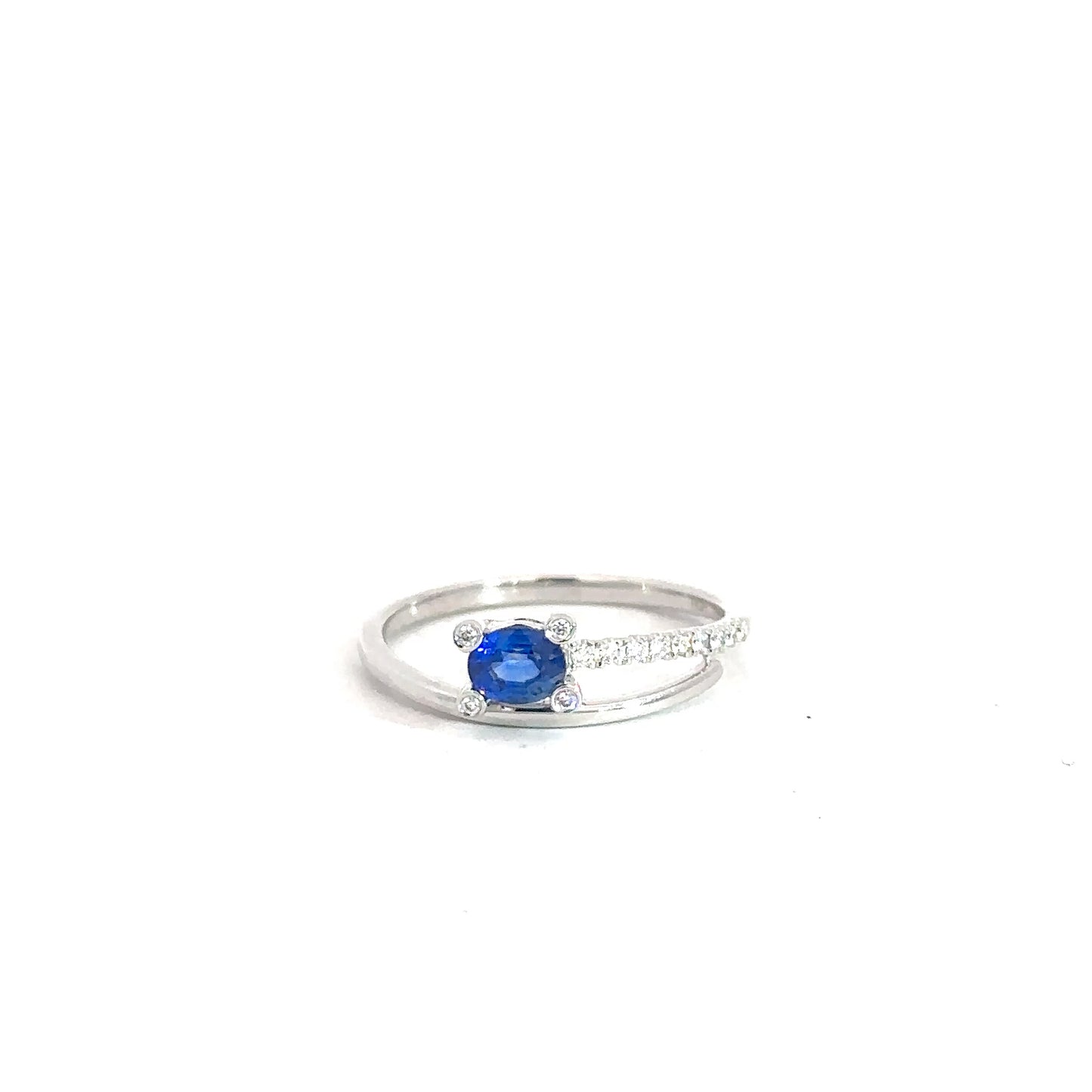14k White Gold Sapphire & Diamond RIng