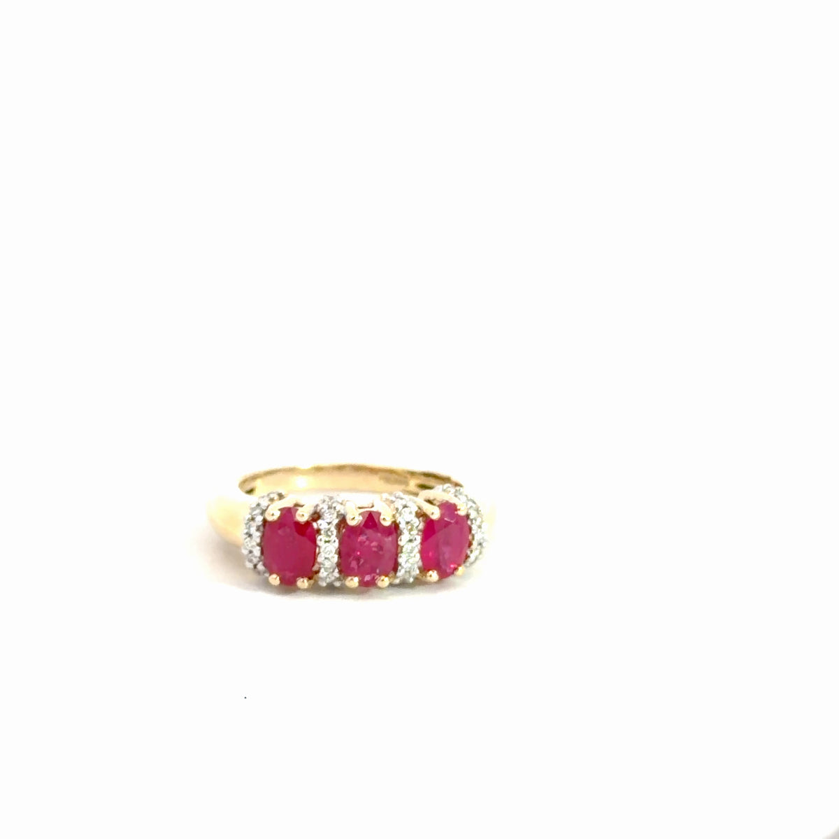 14k Yellow Gold Ruby & Diamond Ring 1/8cttw