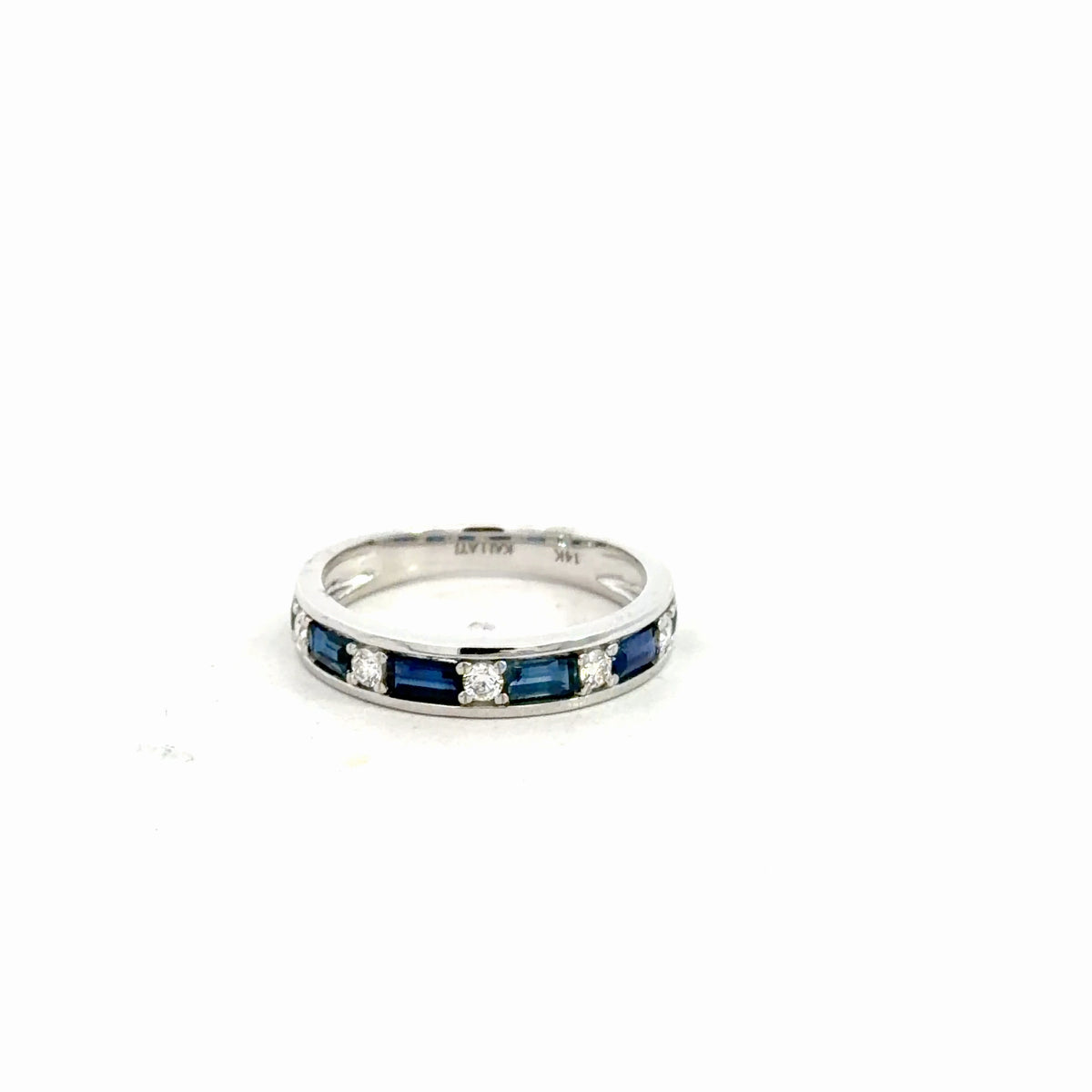 14k White Gold Diamond & Sapphire Band