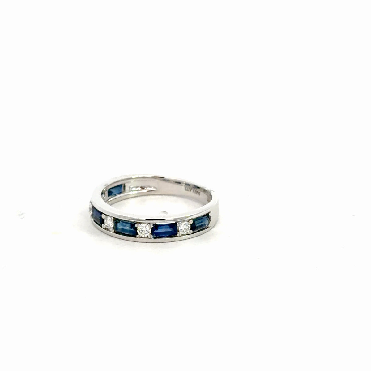 14k White Gold Diamond & Sapphire Band