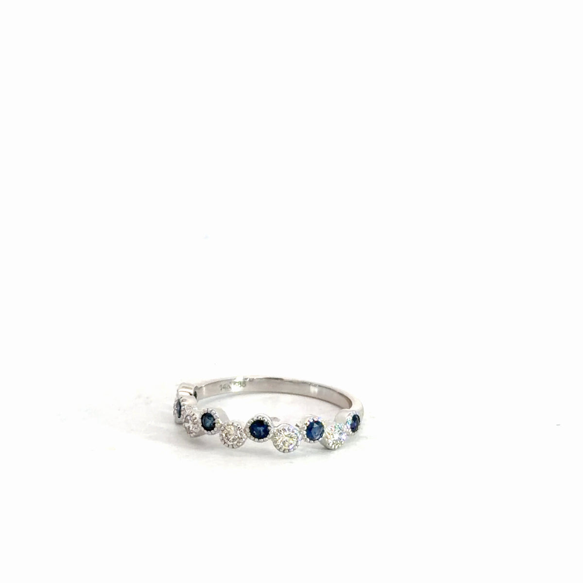 14k White Gold Diamond & Sapphire Ring
