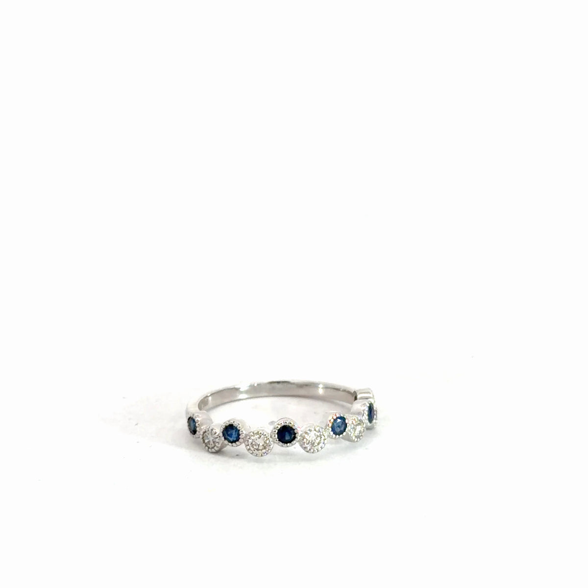 14k White Gold Diamond & Sapphire Ring