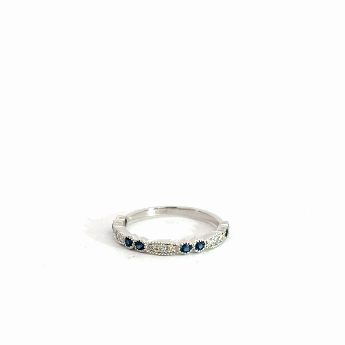 14k White Gold Diamond & Sapphire Ring
