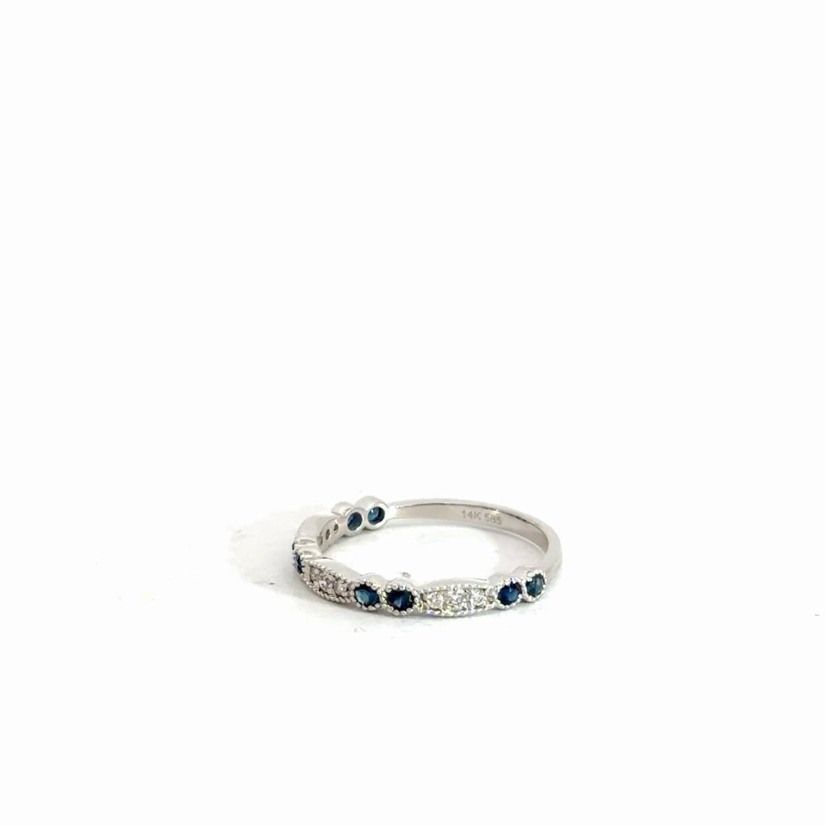 14k White Gold Diamond & Sapphire Ring
