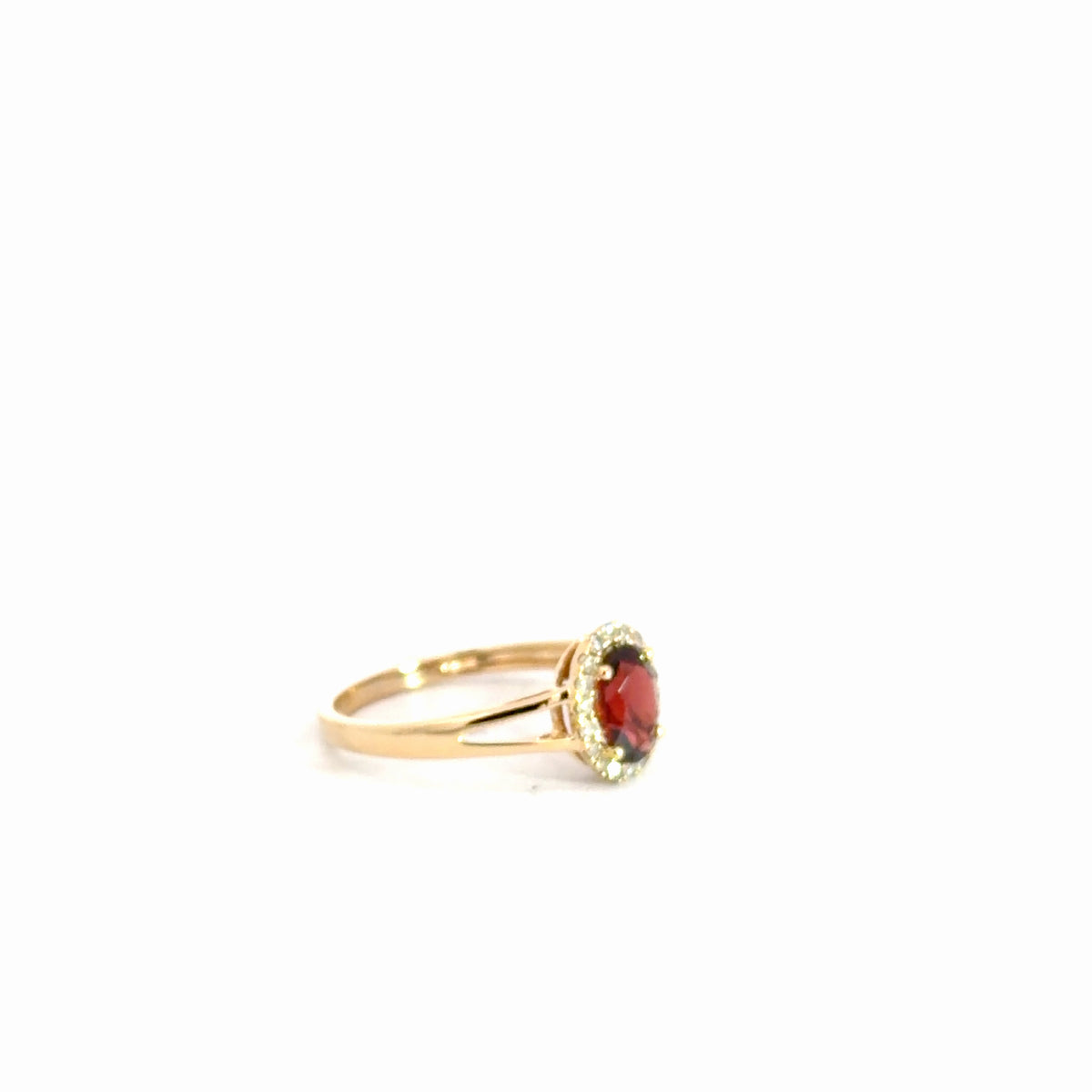 14k Yellow Gold Garnet & Diamond Ring