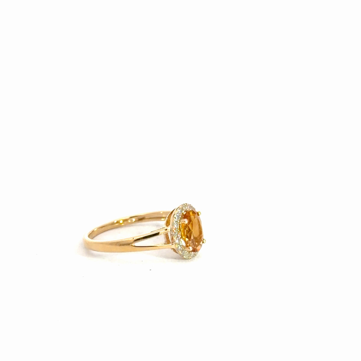 14k Yellow Gold Citrine & Diamond Ring