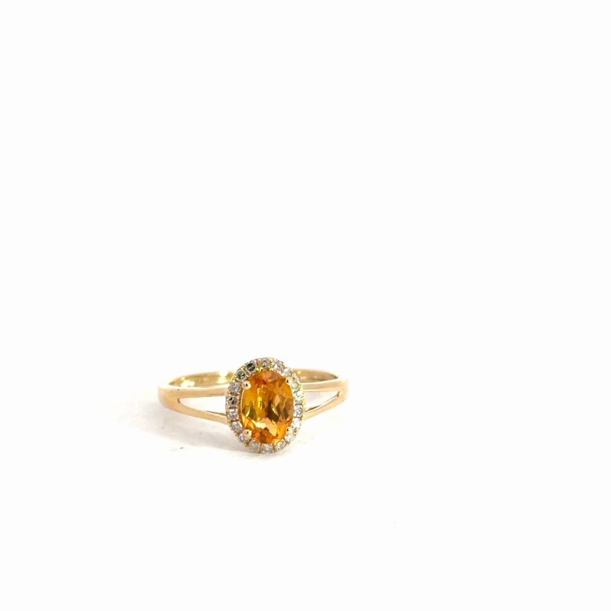 14k Yellow Gold Citrine & Diamond Ring