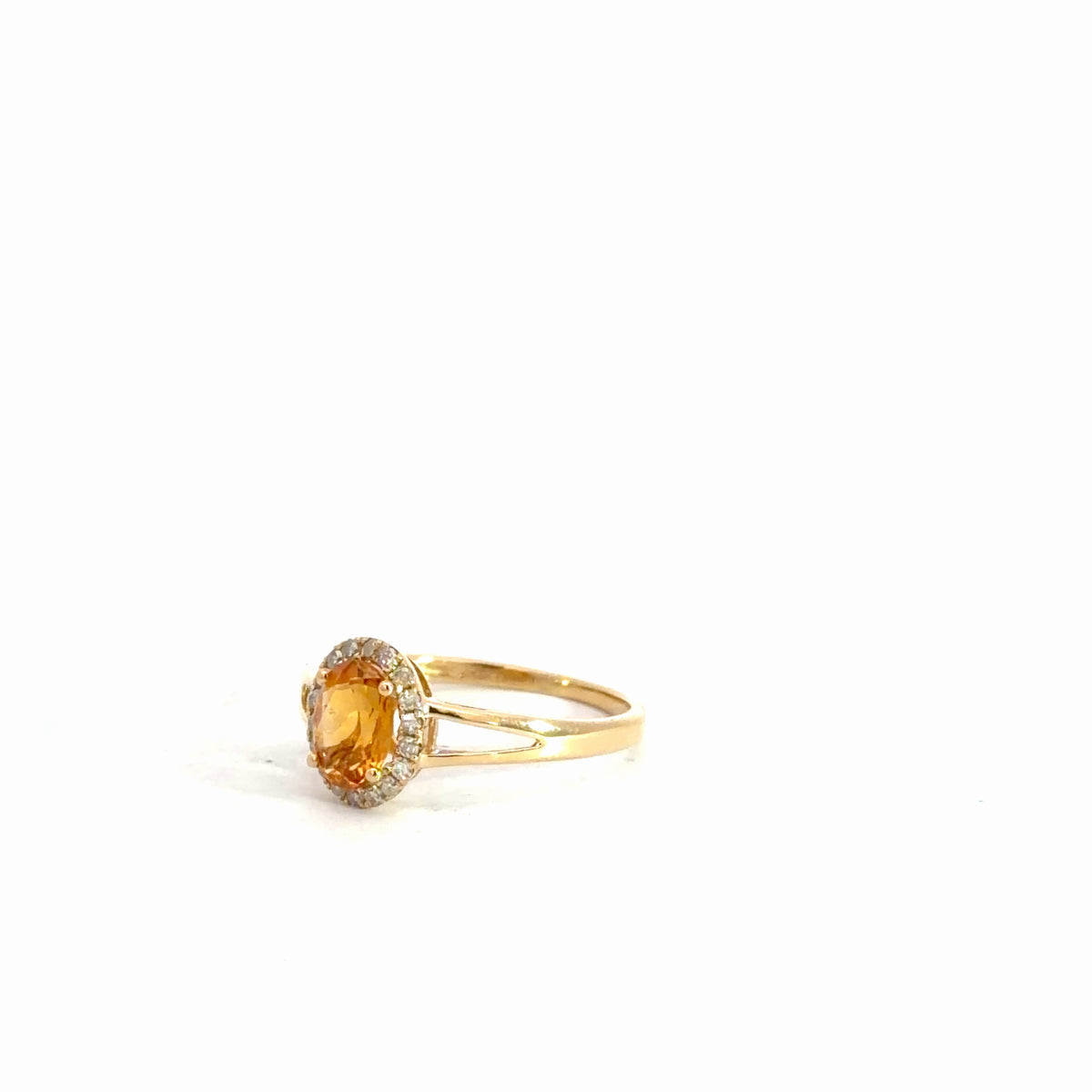 14k Yellow Gold Citrine & Diamond Ring