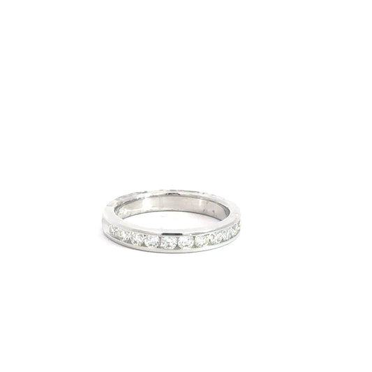 14k White Gold Diamond Channel Set Band .49cttw