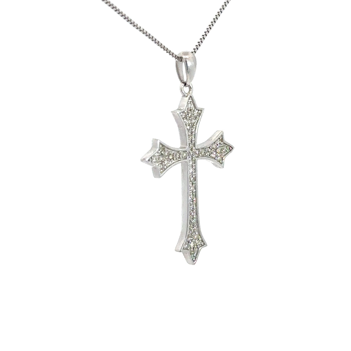 14k White Gold Diamond Cross .22cttw