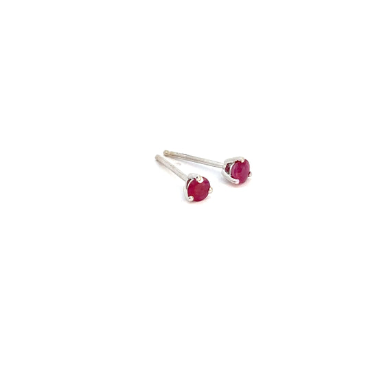14k White Gold Ruby Earrings