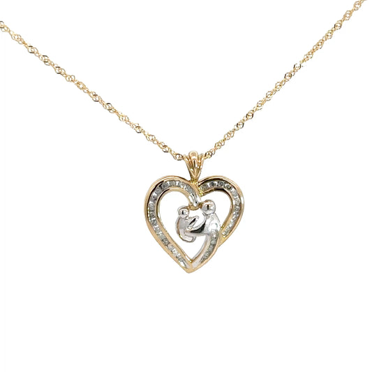 10k Yellow Gold Mother Child Pendant .25cttw