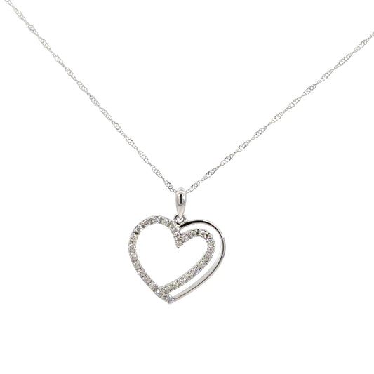 14k White Gold Diamond Heart Pendant .20cttw