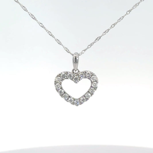 14k White Gold Diamond Heart .33cttw