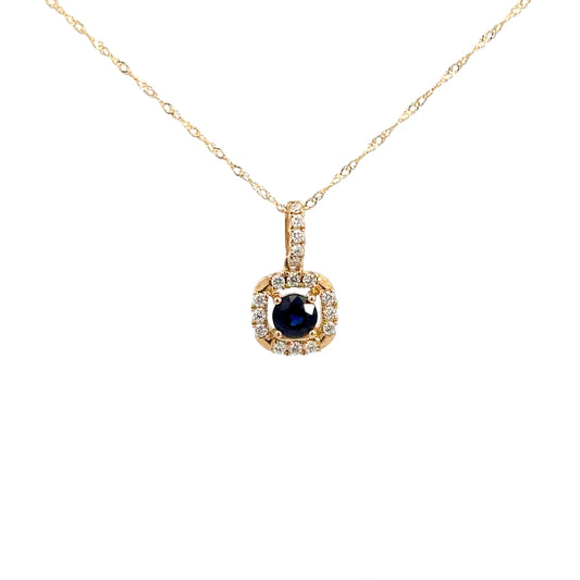 14k Yellow Gold Sapphire & Diamond Pendant