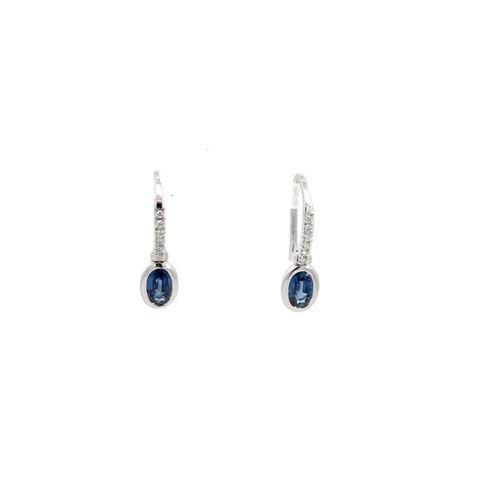 14k White Gold Sapphire & Diamond Earrings