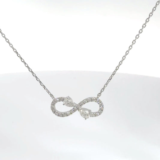 14k White Gold Diamond Infinity Necklace .51cttw
