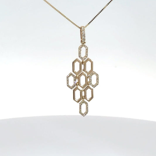 14k Yellow Gold .17cttw Honeycomb Pattern Pendant