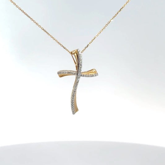 14ky Cross with Diamonds .10cttw