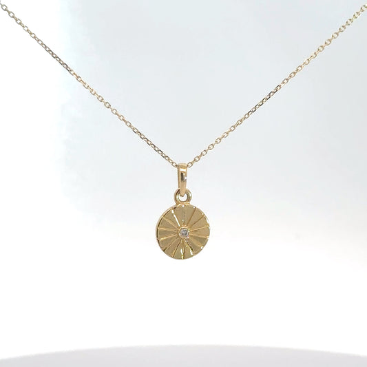 14k Yellow Gold Nautical Pendant .02cttw