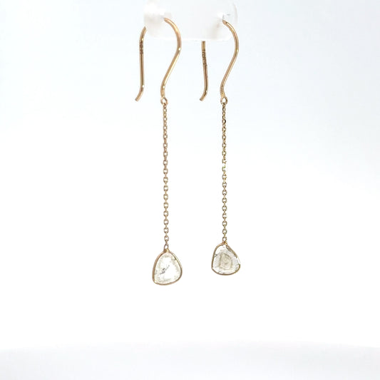 Yellow Gold Diamond Slice Earrings