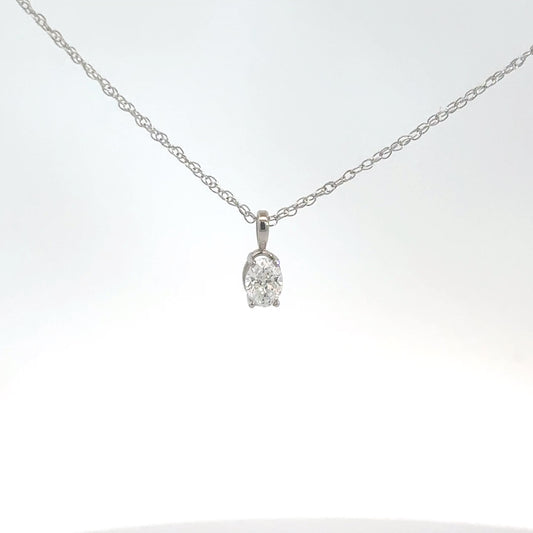 14k White Gold .50cttw Diamond Oval Pendant