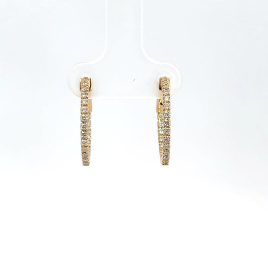 Yellow Gold Diamond In/Out Hoops 3/8cttw