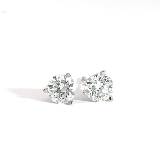 14k White Gold Round Lab Diamond Studs 1.50cttw