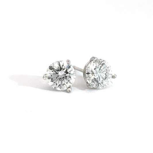 14k White Gold Round Lab Diamond Studs 2.05cttw