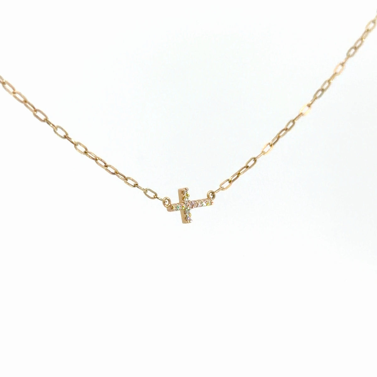 14k Yellow Gold Diamond Cross Pendant .05cttw