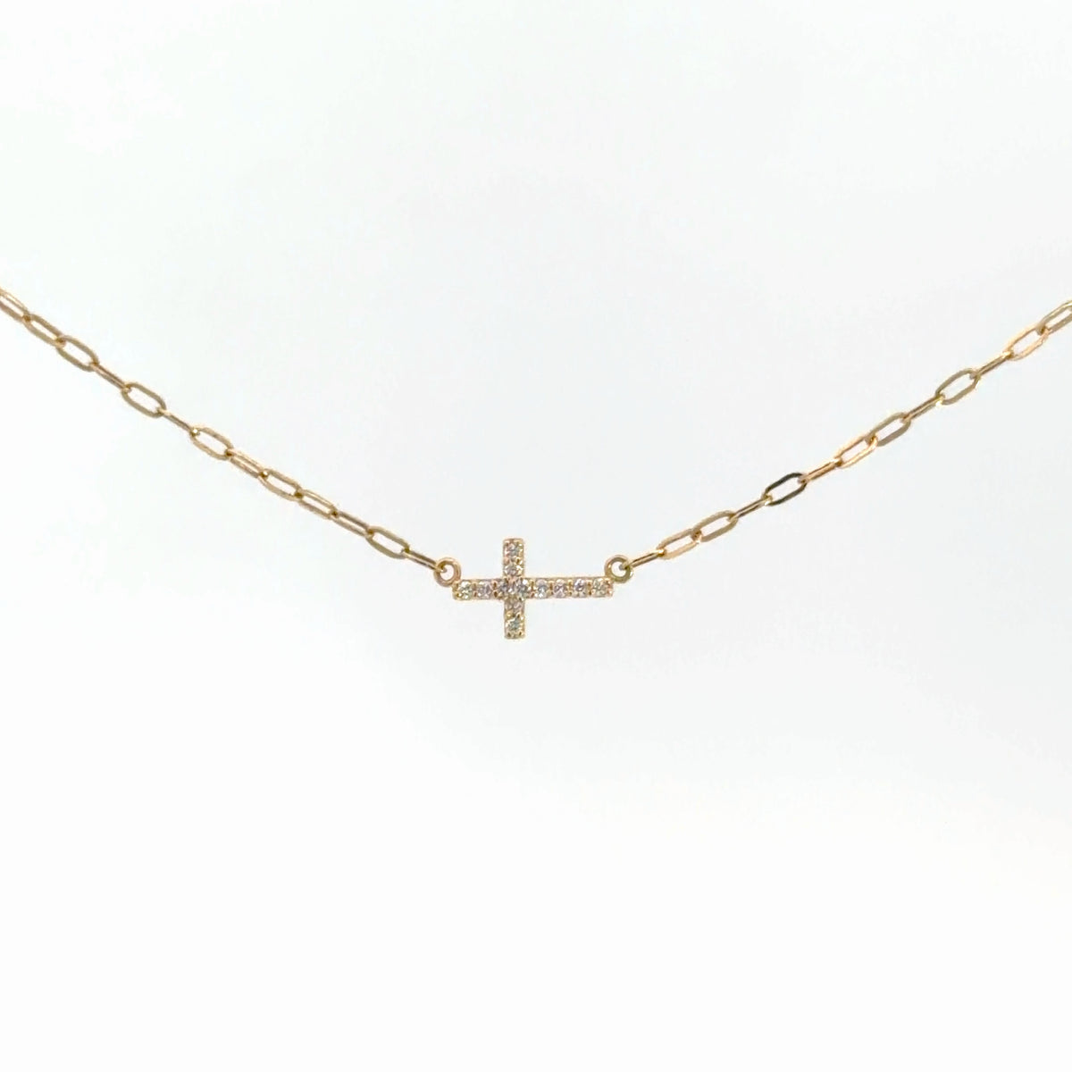 14k Yellow Gold Diamond Cross Pendant .05cttw