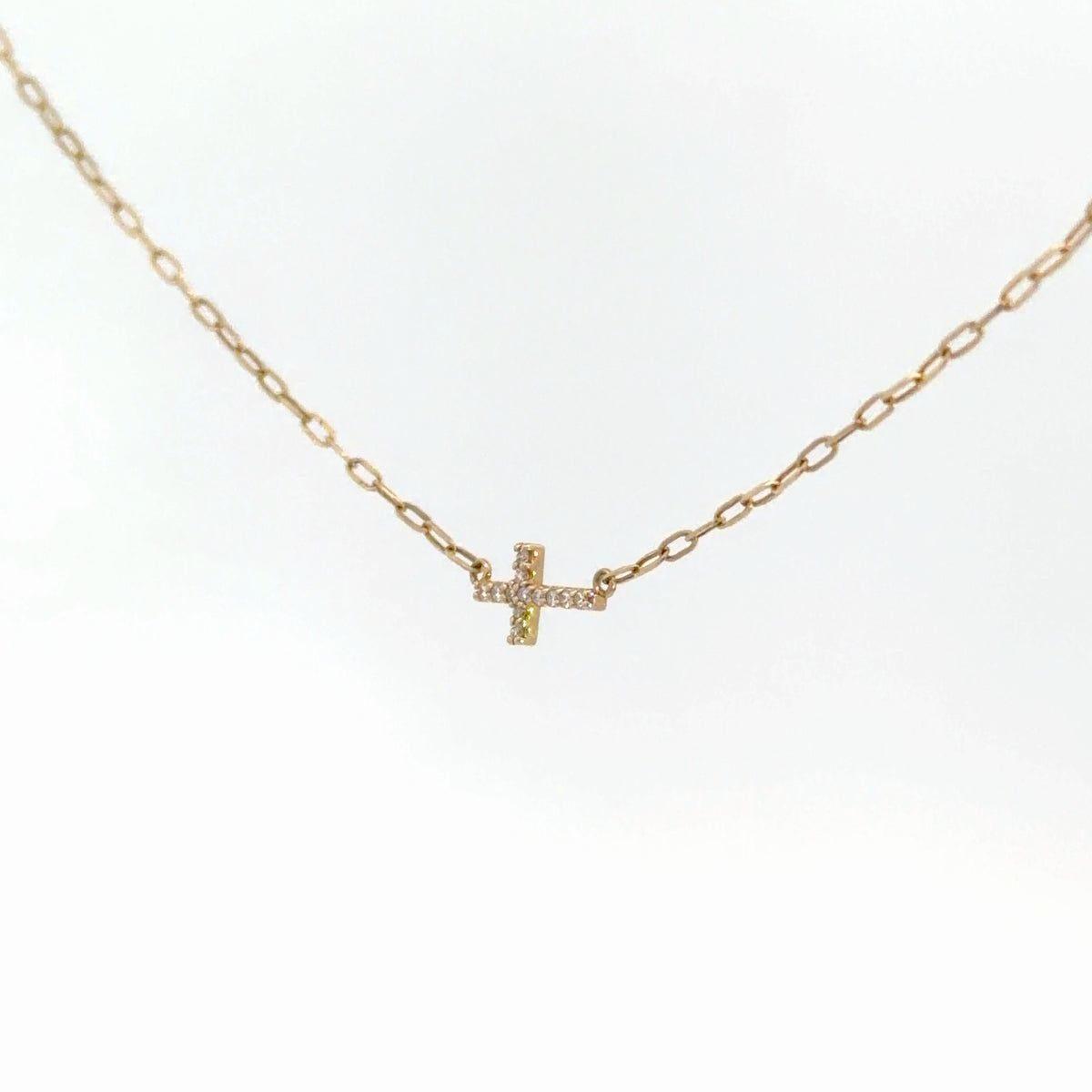 14k Yellow Gold Diamond Cross Pendant .05cttw