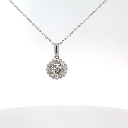 18k White Gold Diamond .88cttw Pendant