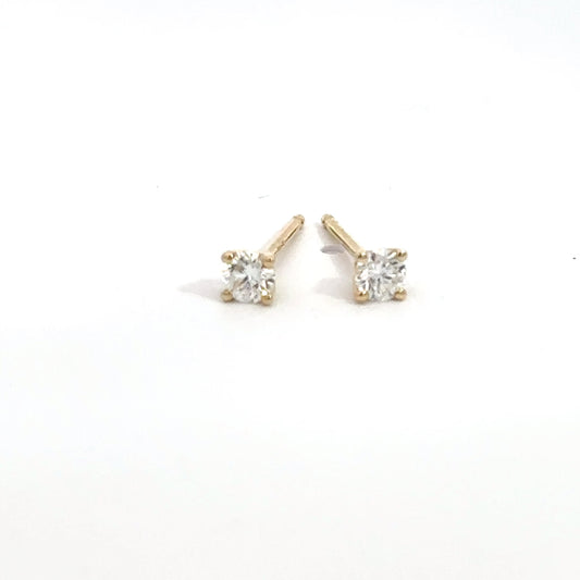 14k Yellow Gold Round Lab Diamond Studs .27cttw