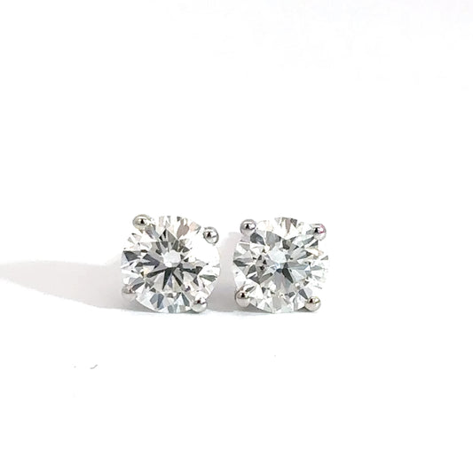 14k White Gold Lab Round Diamond 2.10cttw Studs