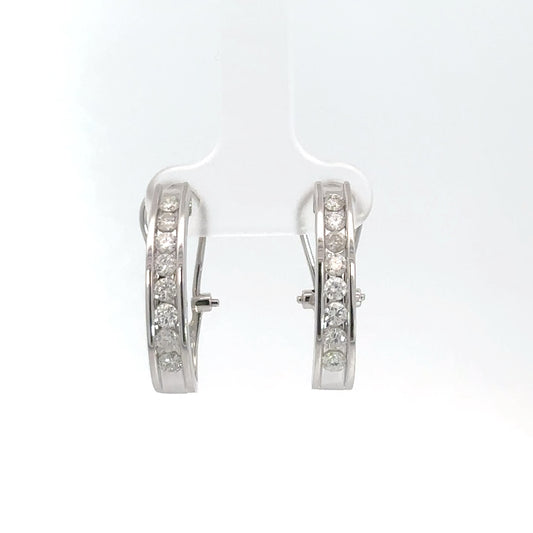 10k White Gold Diamond Hoops 1cttw