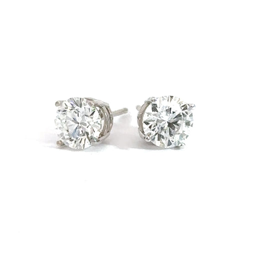 14k White Gold Round Lab Diamond Studs 2.05cttw