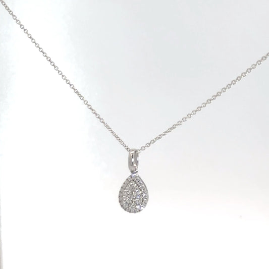 14k White Gold Diamond Pear Cluster Pendant .25cttw