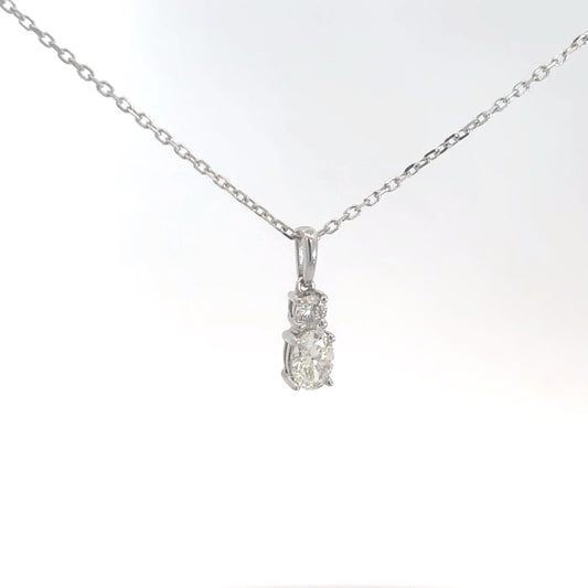 10k White Gold Two Diamond Pendant .50cttw