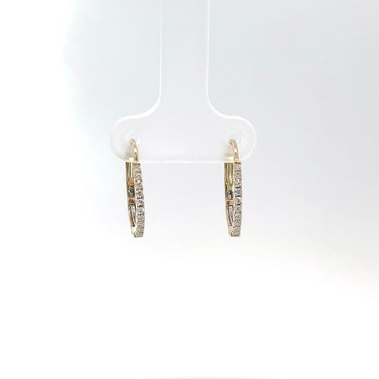 14k Yellow Gold Diamond Hoops .16cttw
