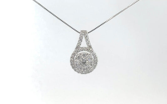 14k White Gold Diamond Cluster .50cttw