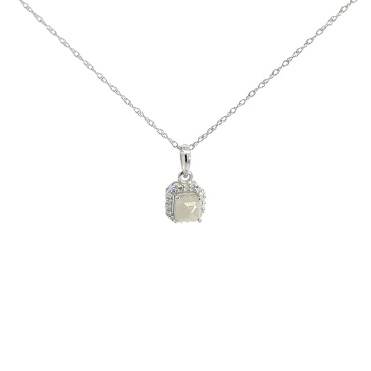 14k White Gold .12cttw Uncut Salt & Pepper Diamond Pendant