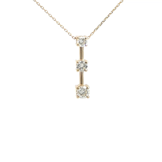 14k Yellow Gold Diamond Bar Necklace 1cttw