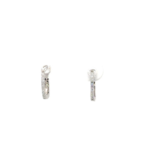 14k White Gold Diamond Huggie Hoops