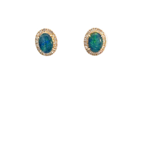 Lady's 14k Yellow Gold Opal Triplet Earrings