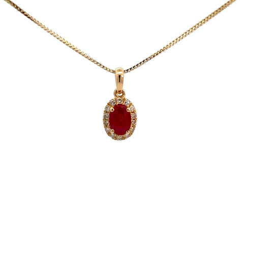 14k Yellow Gold Ruby & Diamond Pendant