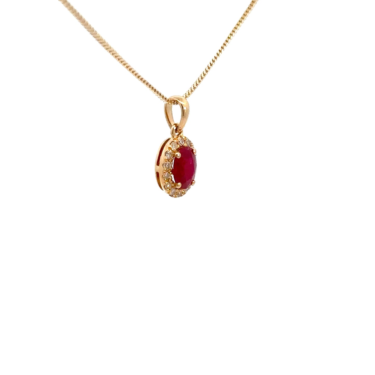 14k Yellow Gold Ruby & Diamond Pendant