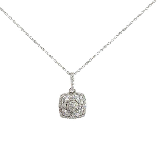 14k White Gold Diamond Vintage Pendant .20cttw