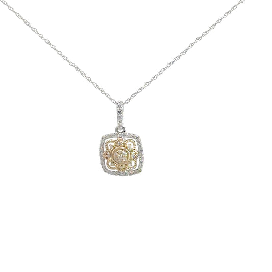 14k Two-Tones Vintage Diamond Pendant