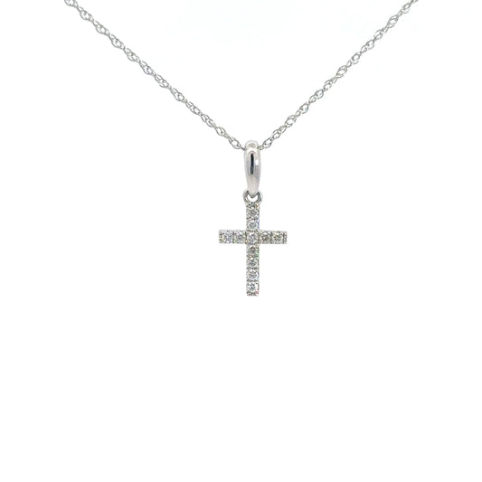 14k White Gold Diamond Cross